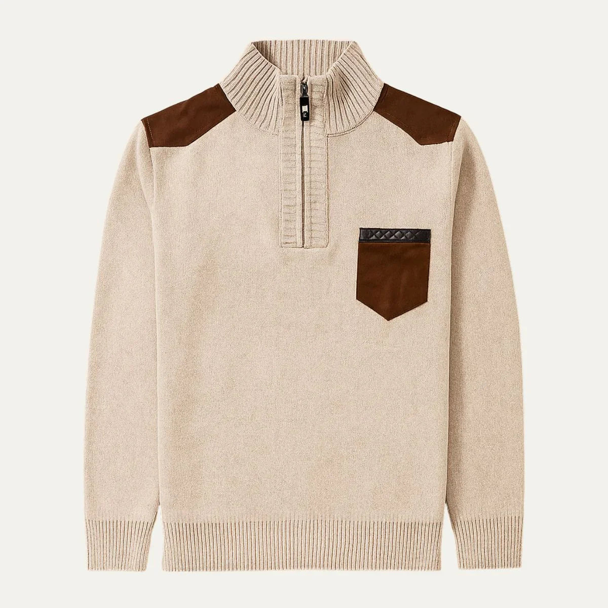 Herre Ullgenser Halv Zip med Patchwork Design 3