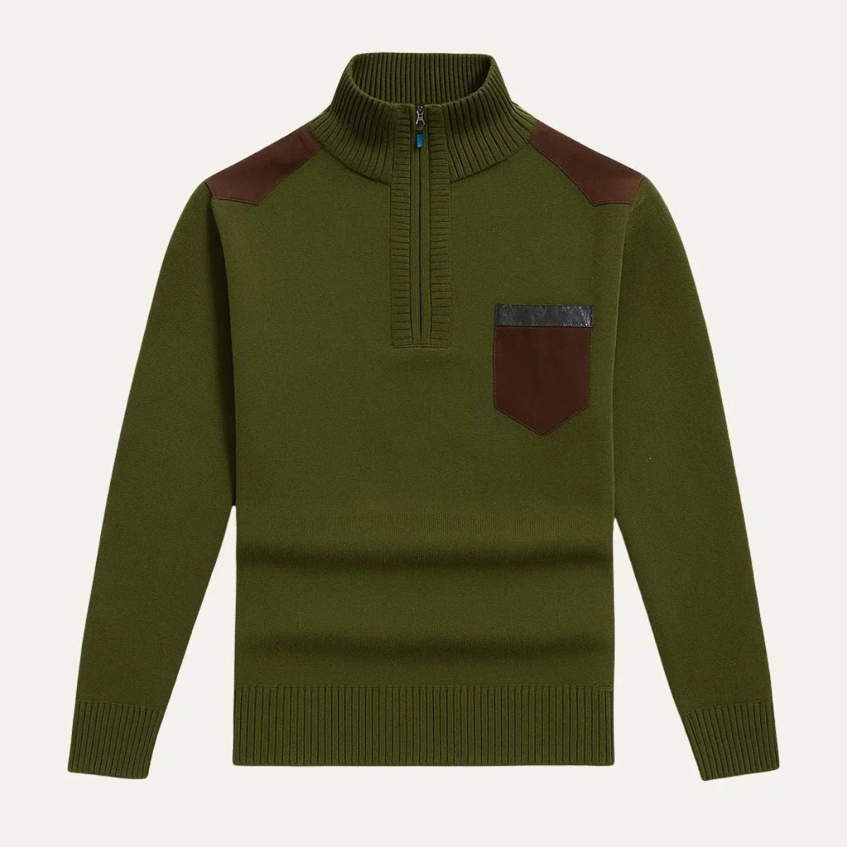 Herre Ullgenser Halv Zip med Patchwork Design 4