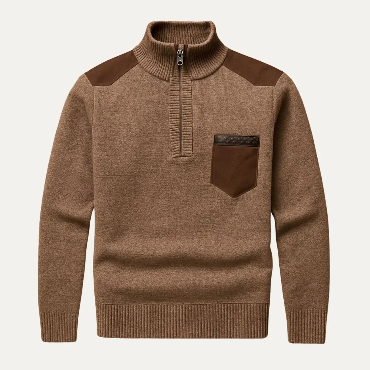 Herre Ullgenser Halv Zip med Patchwork Design 5