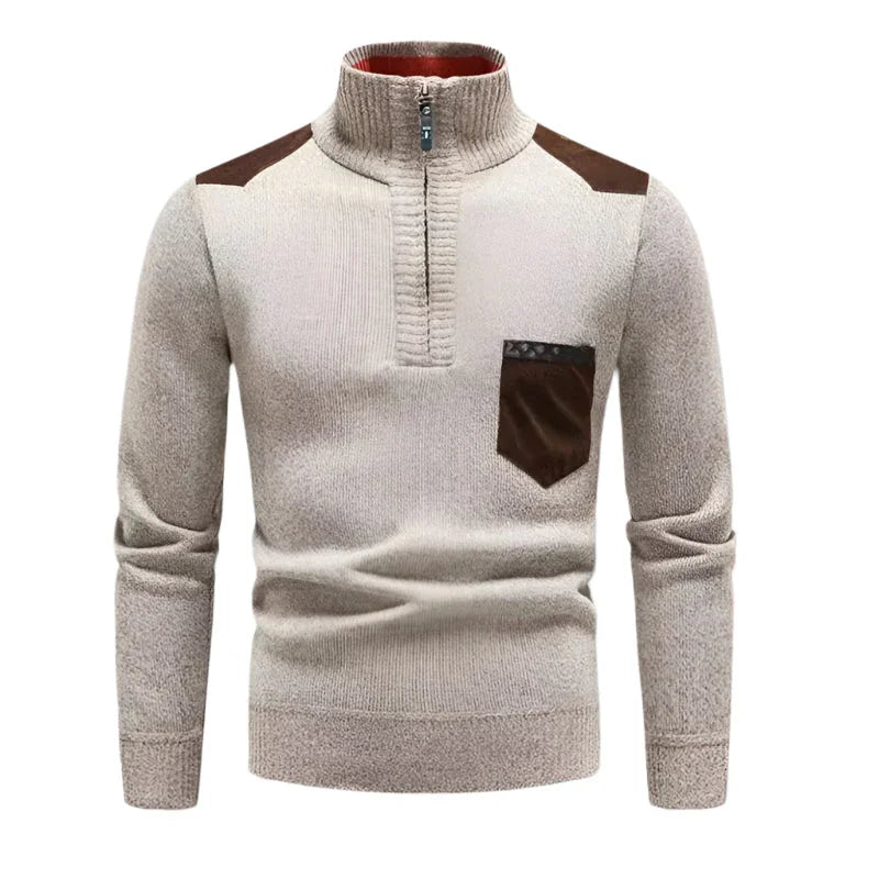 Herre Ullgenser Halv Zip med Patchwork Design 7
