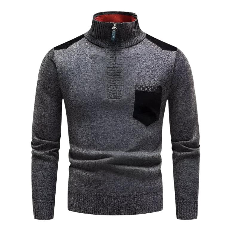 Herre Ullgenser Halv Zip med Patchwork Design 9
