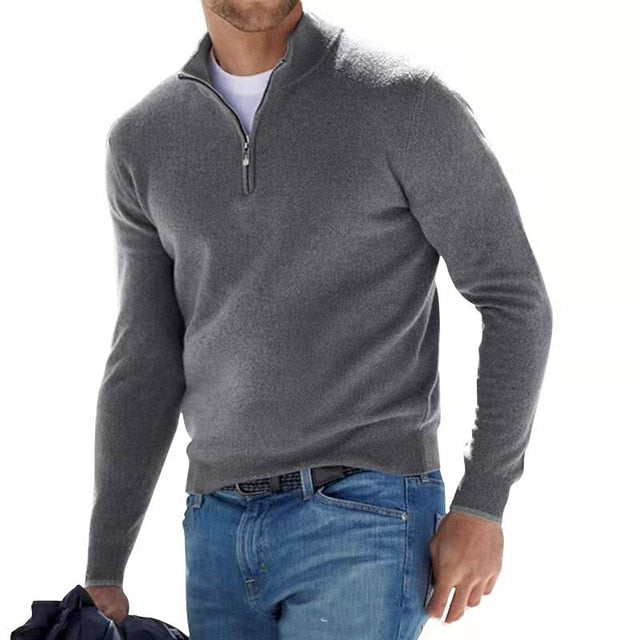 Herre V-hals Pullover i Mykt Strikket Materiale 4
