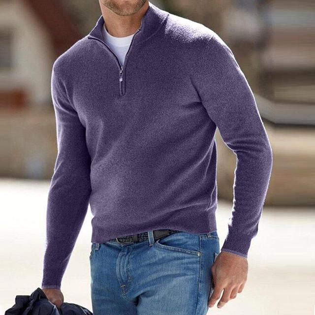 Herre V-hals Pullover i Mykt Strikket Materiale 8