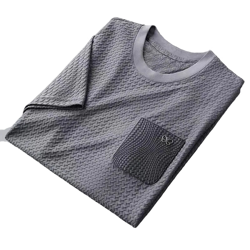 Herre Vaffelstrikket Jacquard-skjorte Tettsittende 0