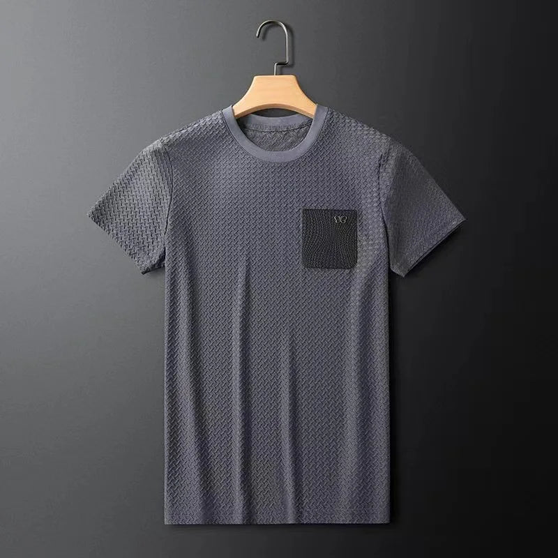 Herre Vaffelstrikket Jacquard-skjorte Tettsittende 1
