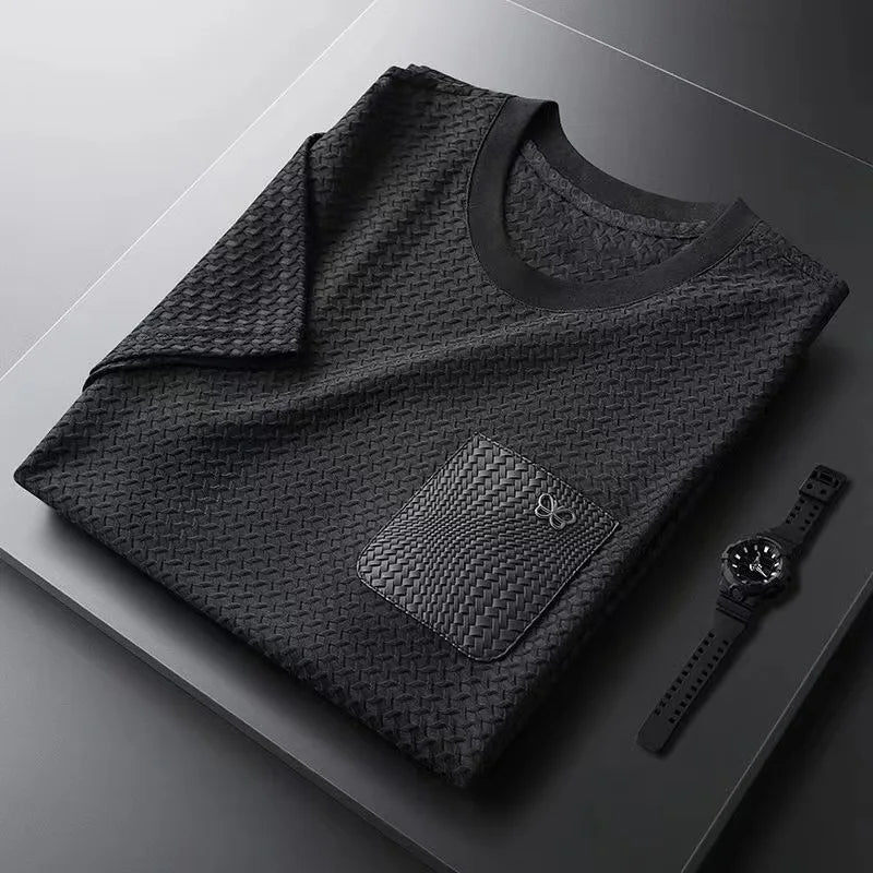 Herre Vaffelstrikket Jacquard-skjorte Tettsittende 3