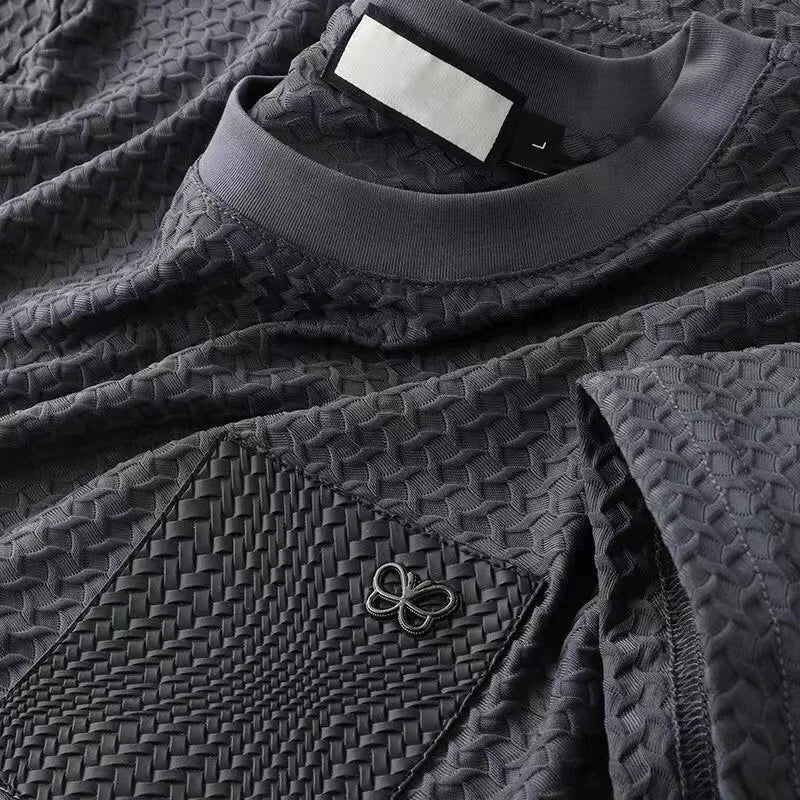 Herre Vaffelstrikket Jacquard-skjorte Tettsittende 4