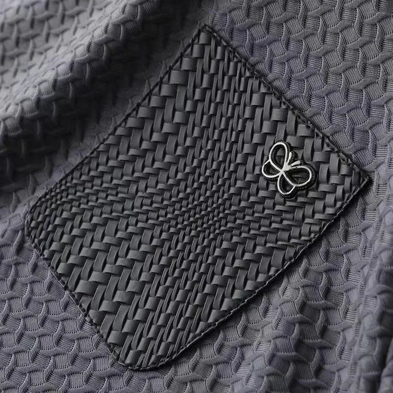 Herre Vaffelstrikket Jacquard-skjorte Tettsittende 5