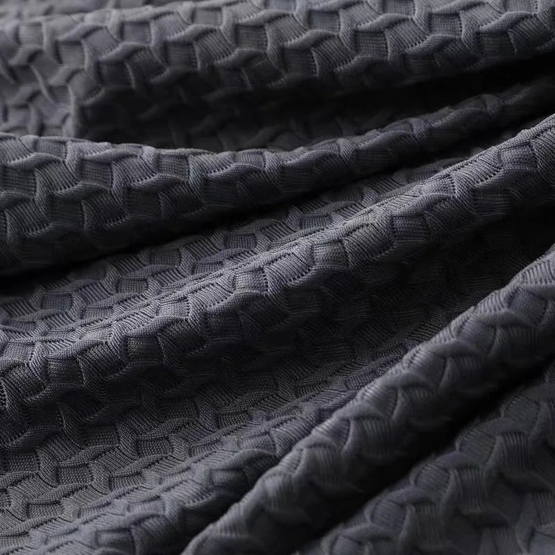 Herre Vaffelstrikket Jacquard-skjorte Tettsittende 6