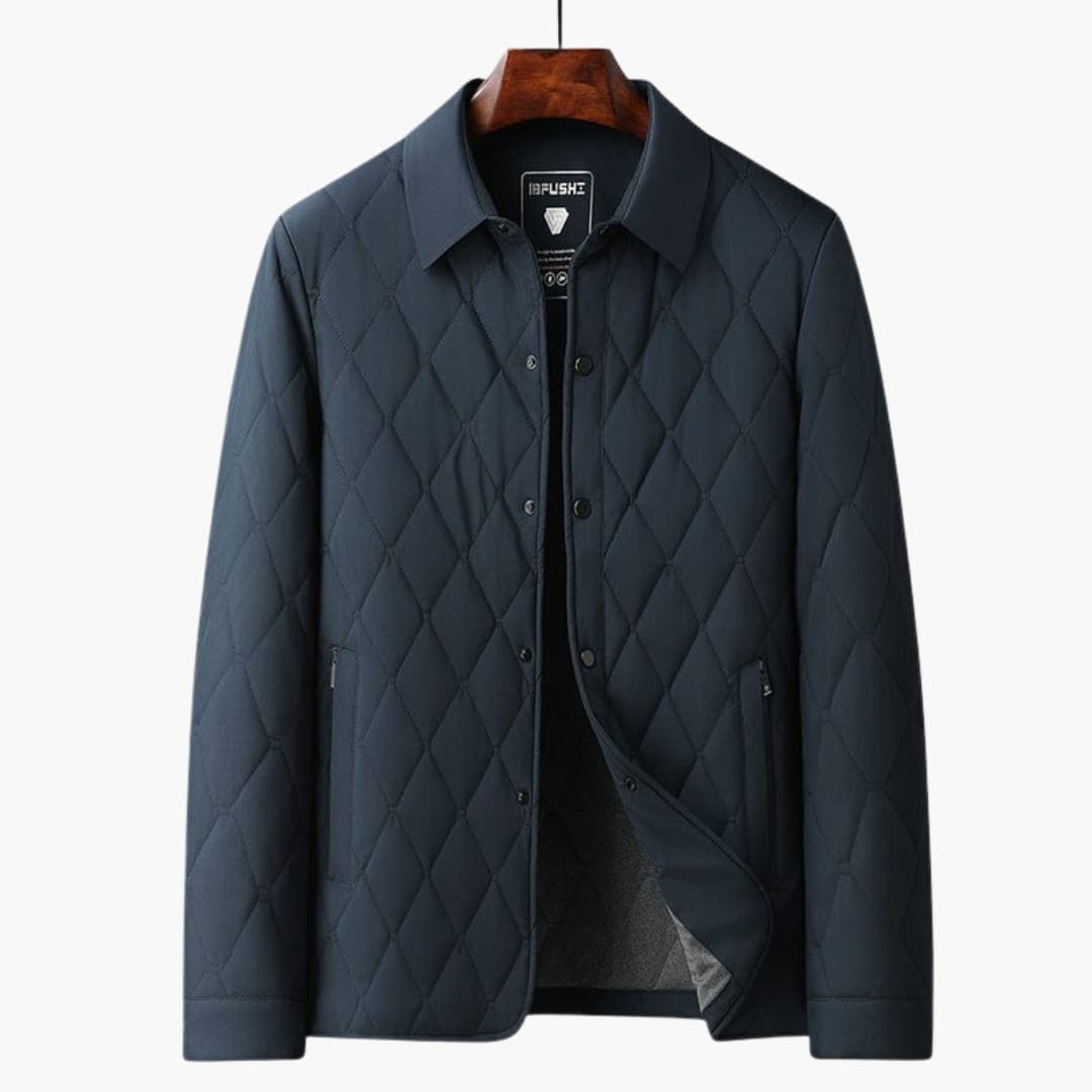 Herre Vattert Jakke med Krage og Knappelukking 2