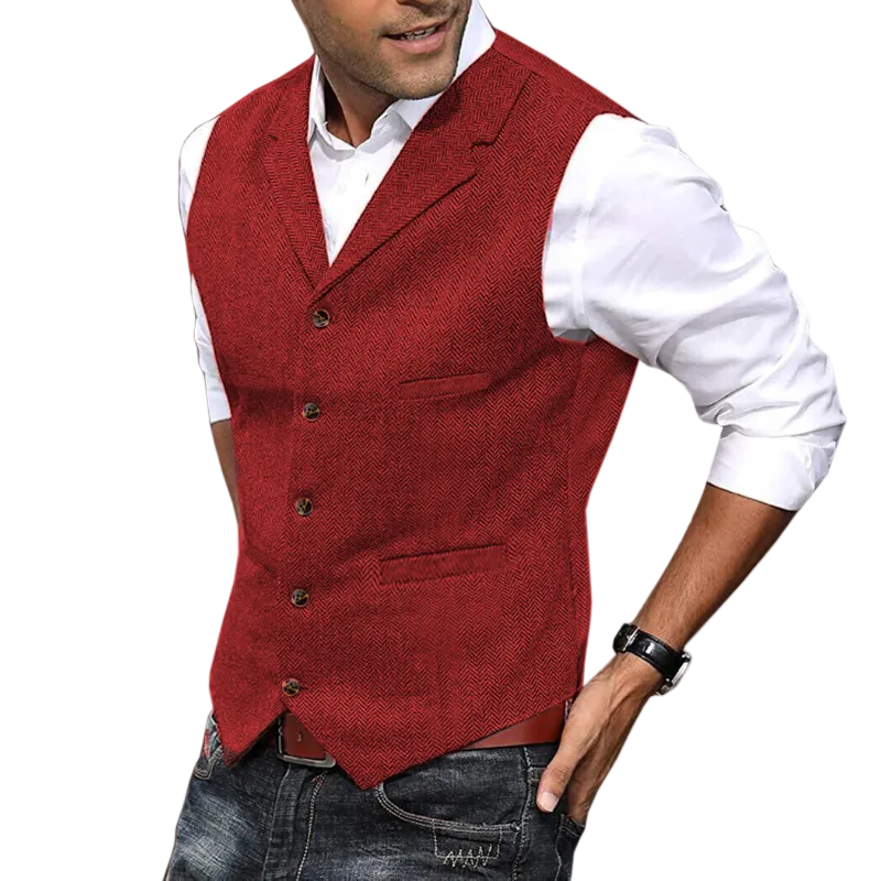 Herre Vest Korte Ermer Tidløs Stil 0