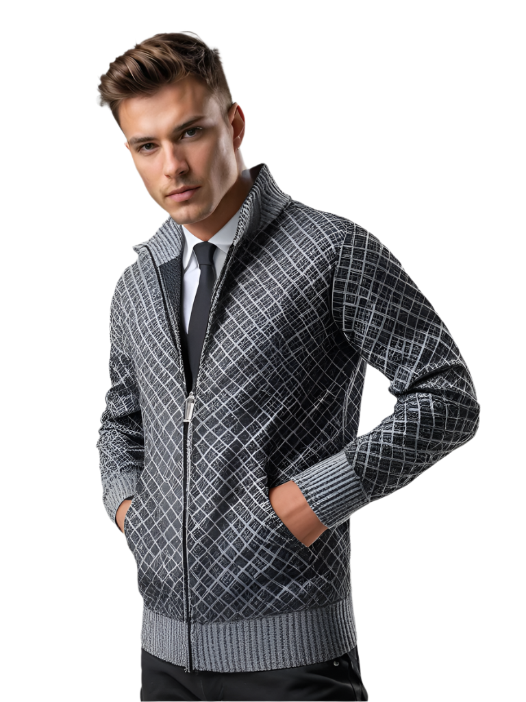 Herre Vest Rits Geometrisk Mønster Myk Blandingsstoff 0