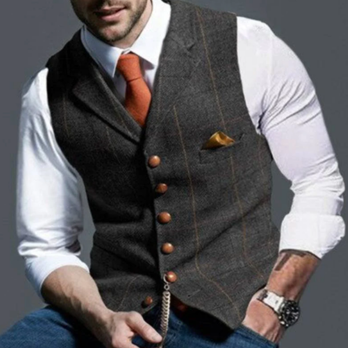 Herre Vest Slim Fit Med Knapper 3