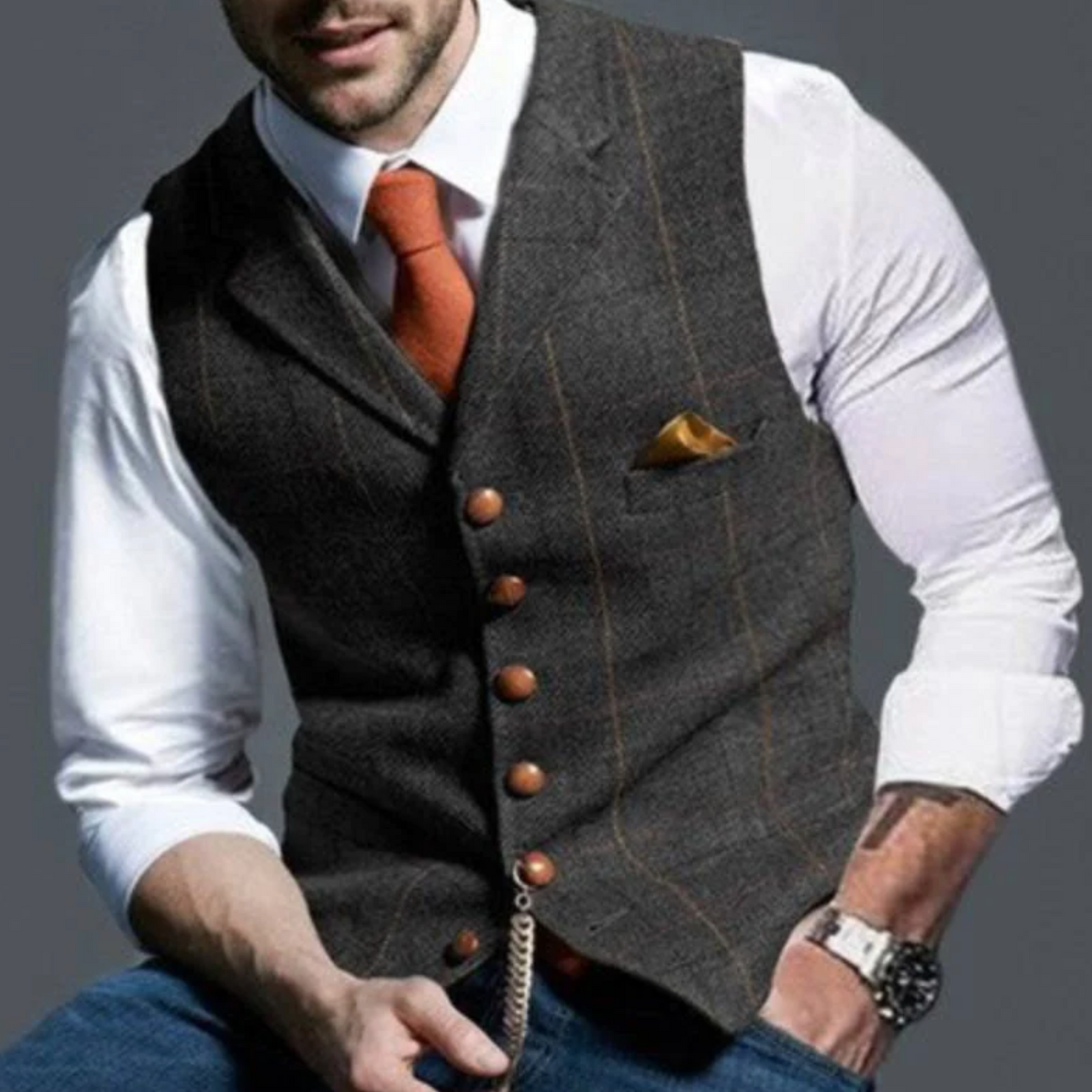 Herre Vest Slim Fit Med Knapper 3