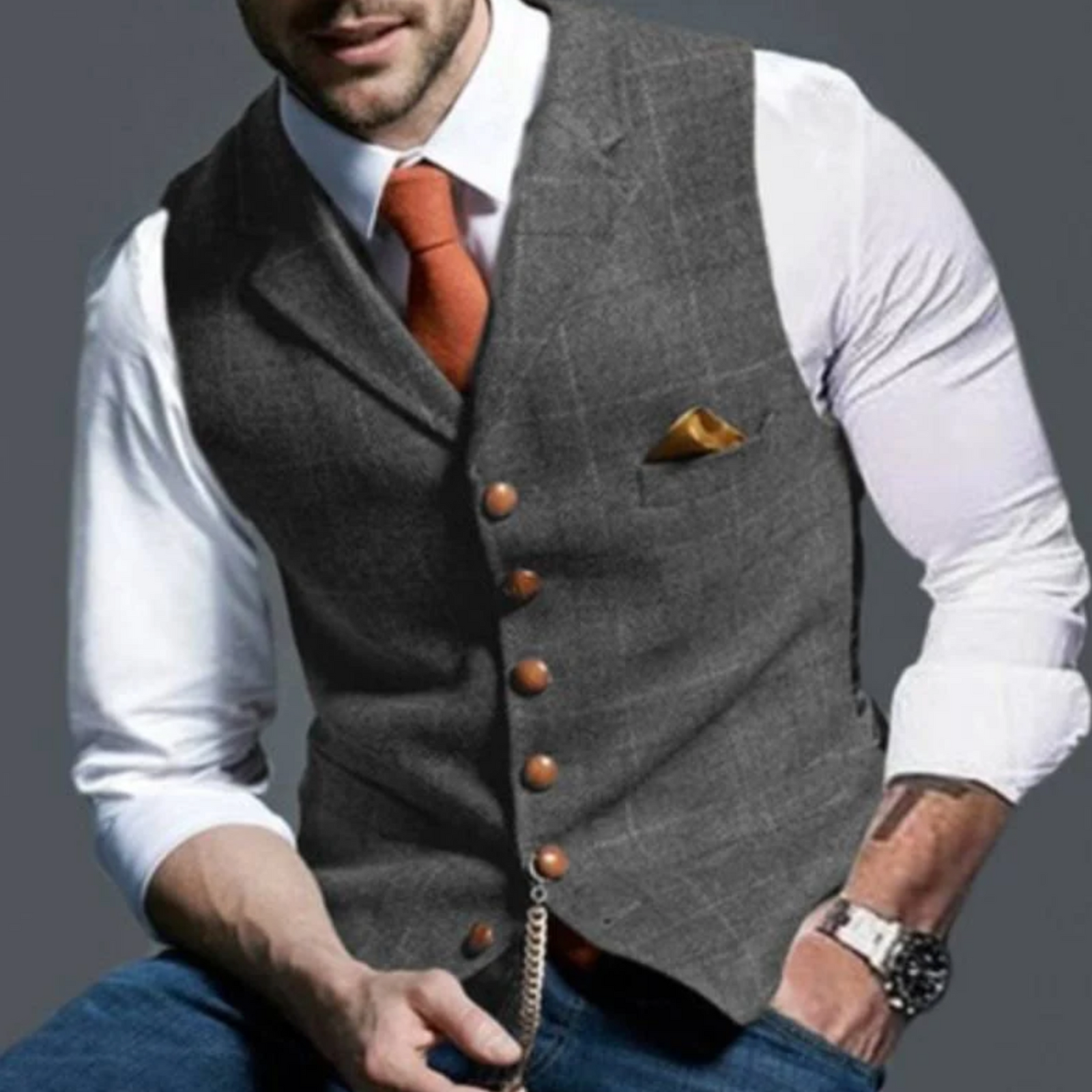 Herre Vest Slim Fit Med Knapper 5