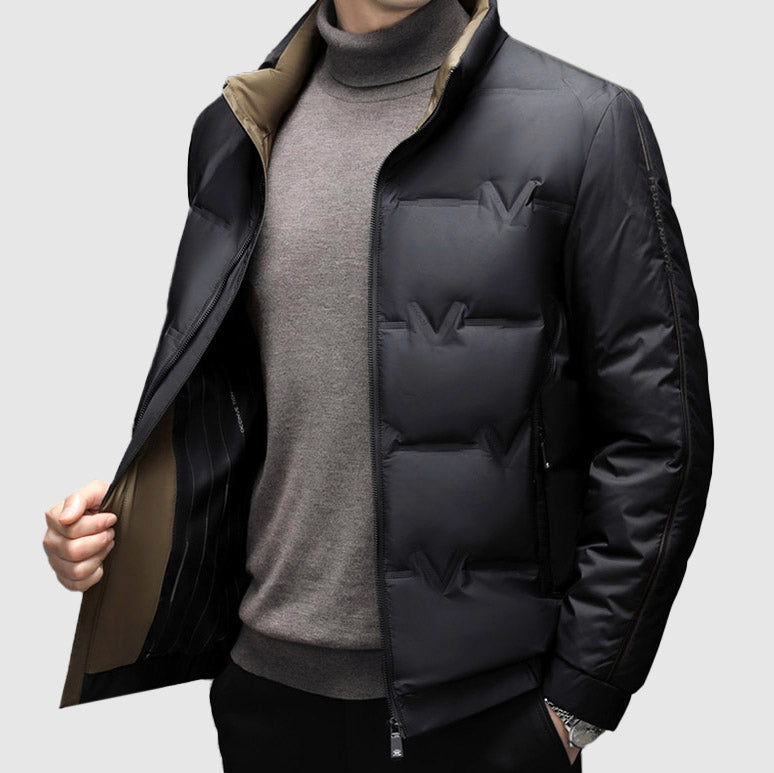Herre Vinterjakke Med Glidelås Slank Design 3
