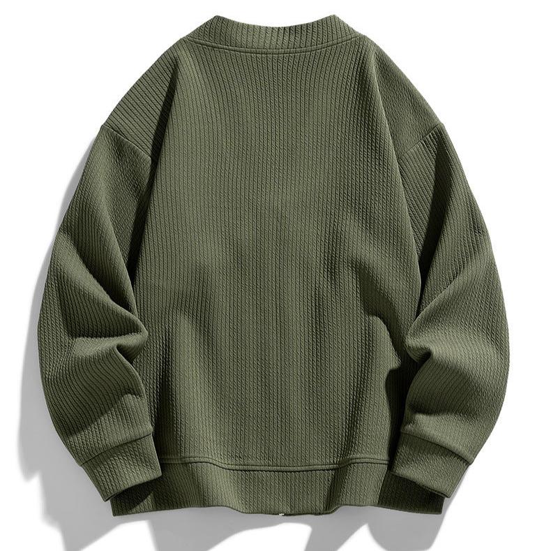 Herre Zip-Up Cardigan med Teksturerte Lommer 6