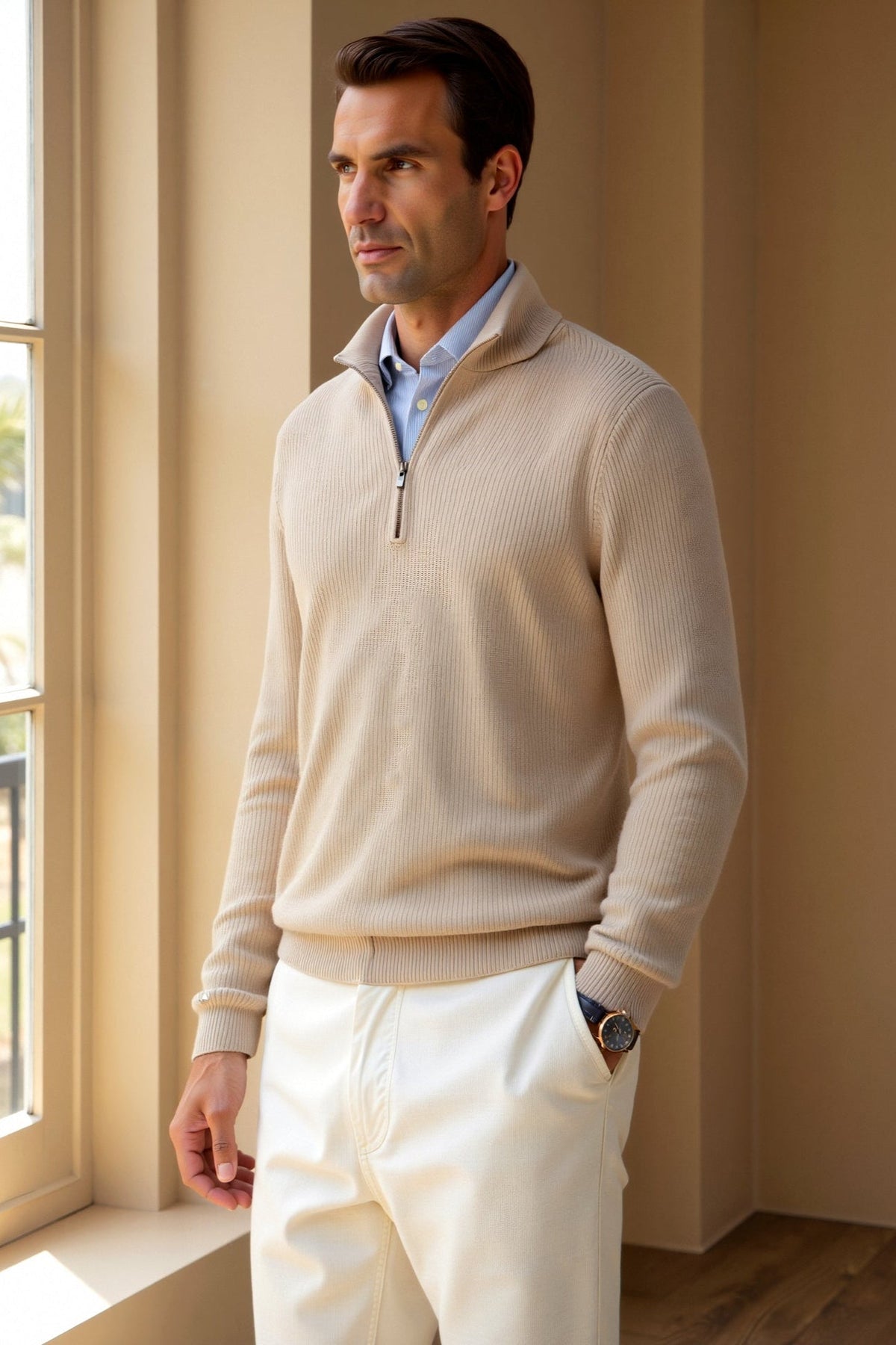Herre Zip-skjorte Klassisk Design 1