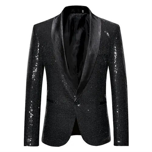 Herreblazer med glitrende gull og fleecefôr 0