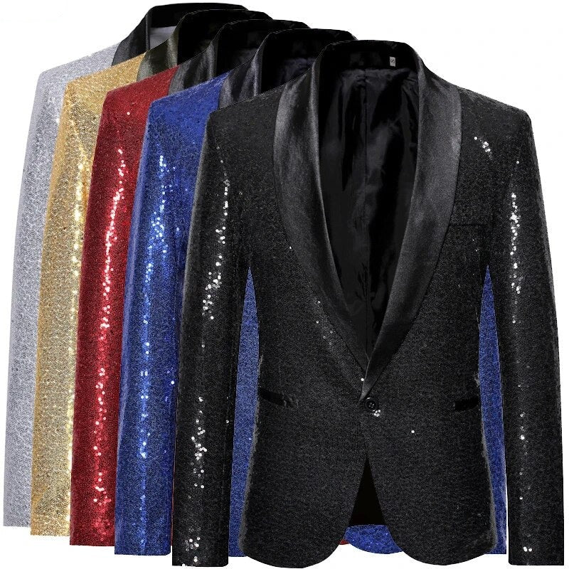 Herreblazer med glitrende gull og fleecefôr 1