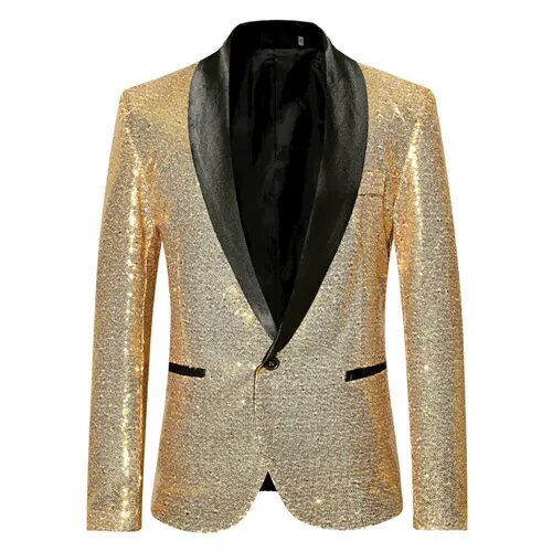 Herreblazer med glitrende gull og fleecefôr 4