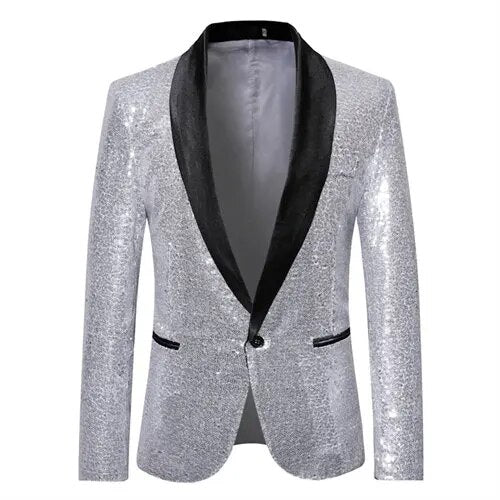 Herreblazer med glitrende gull og fleecefôr 6