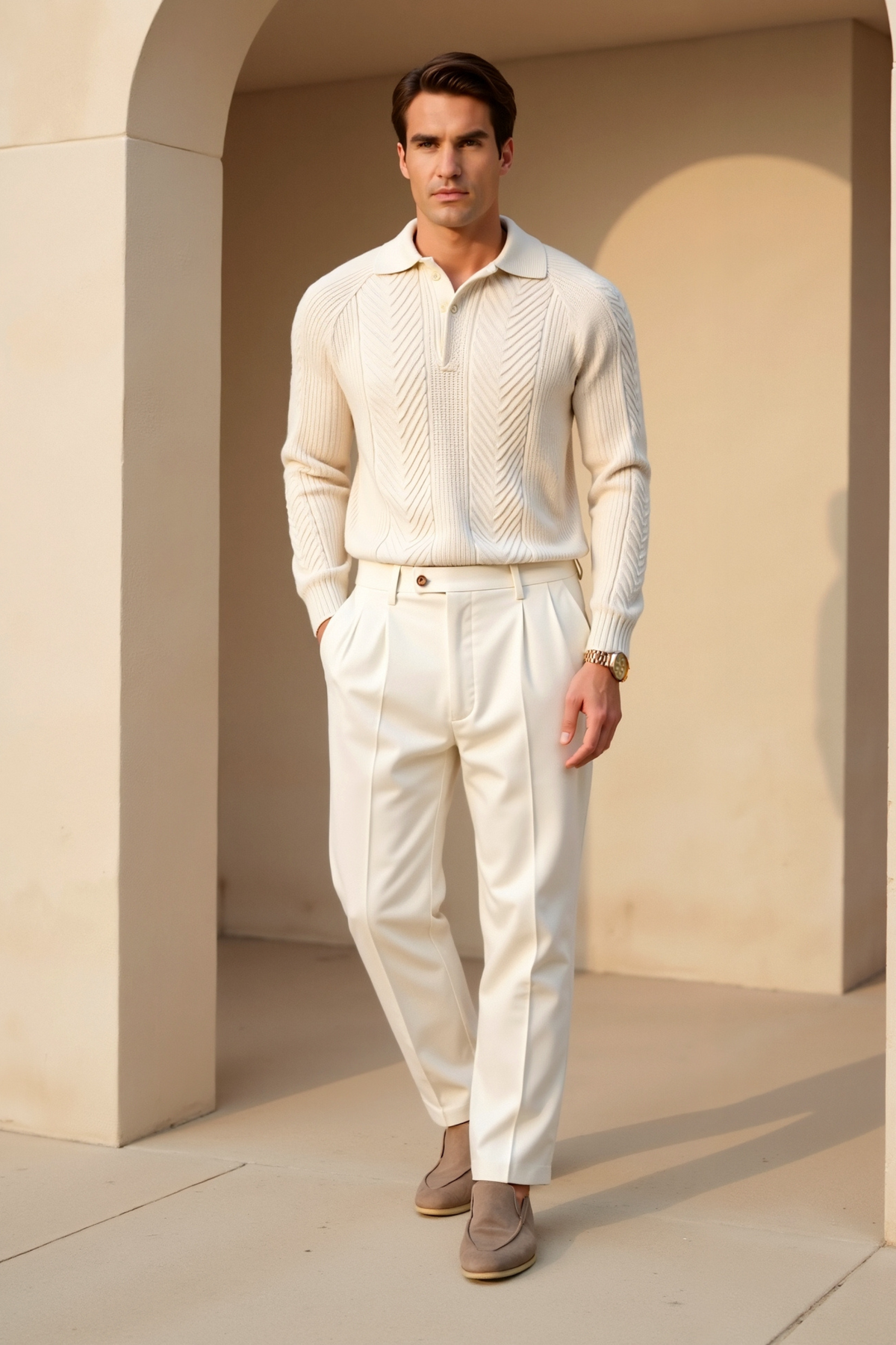Herregenser med lange ermer Retro Stil 4
