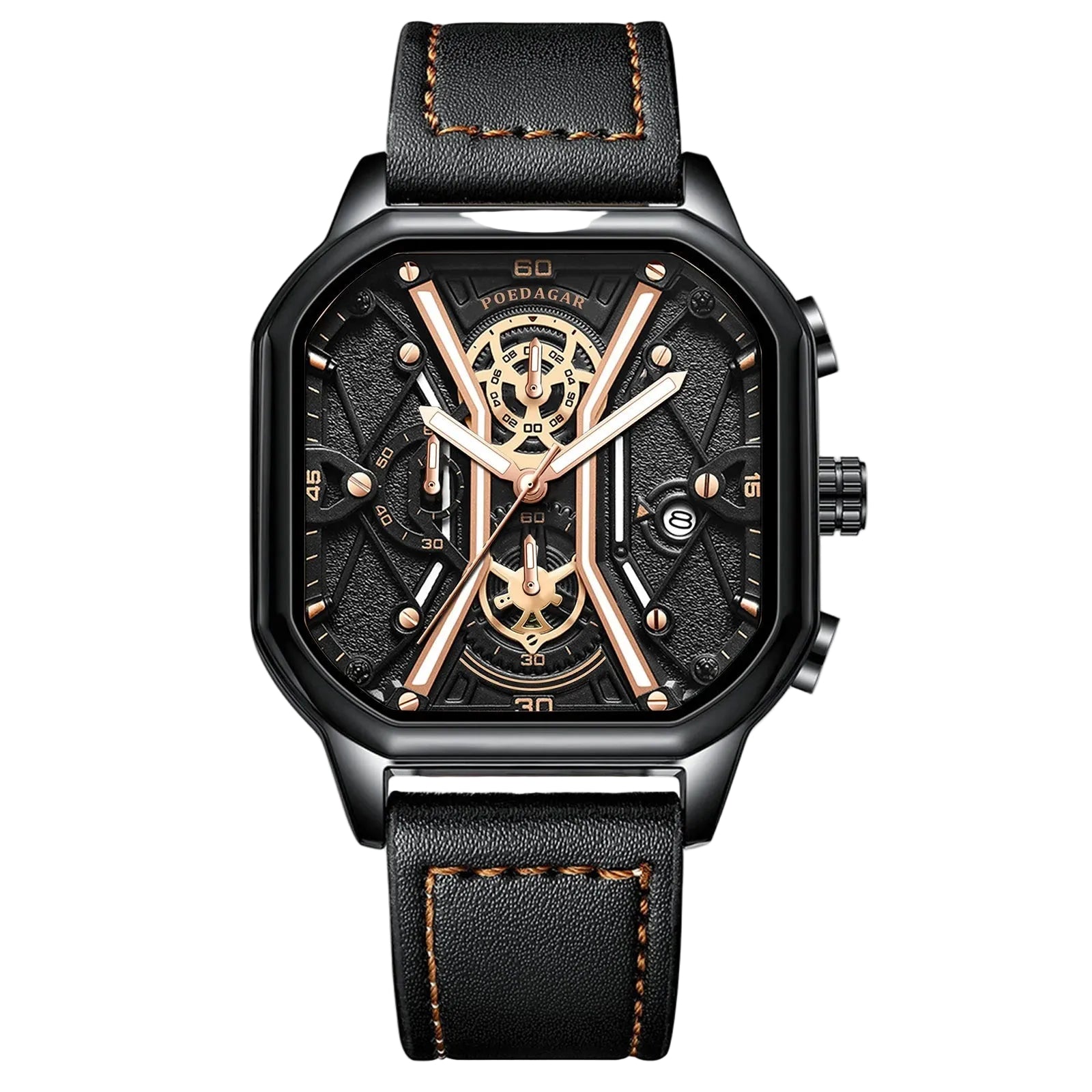 Herreklokke Skeleton Chronograph Stilfull Design Vannavstøtende 1