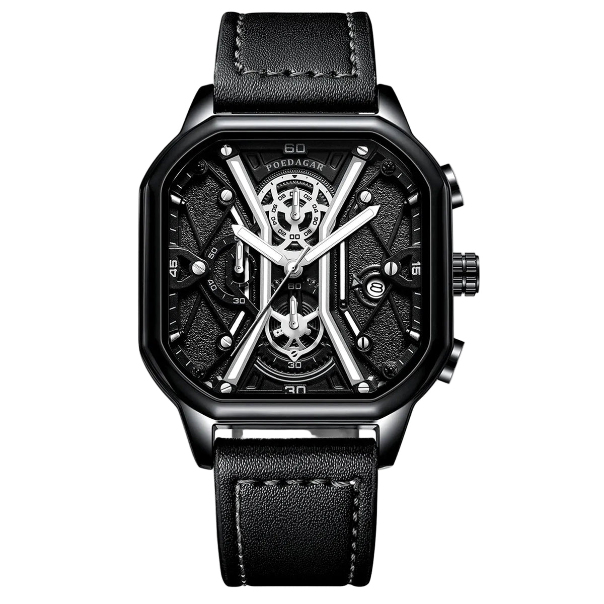 Herreklokke Skeleton Chronograph Stilfull Design Vannavstøtende 5