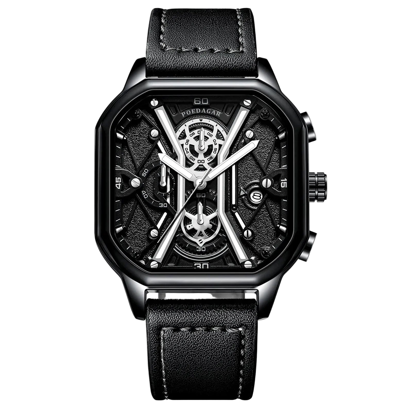 Herreklokke Skeleton Chronograph Stilfull Design Vannavstøtende 5