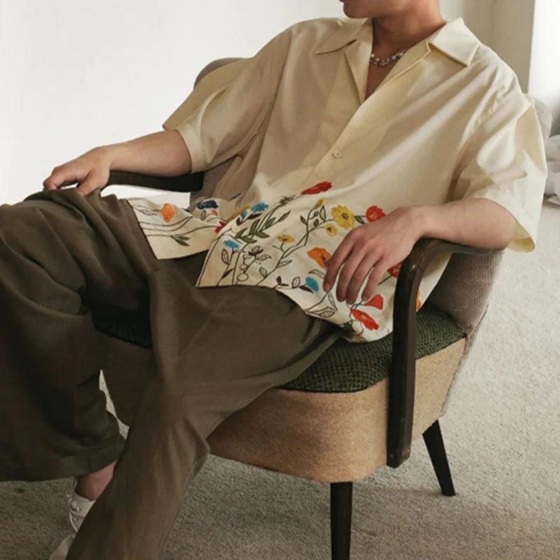 Herreskjorte Blomsterdesign Avslappet Stil 4