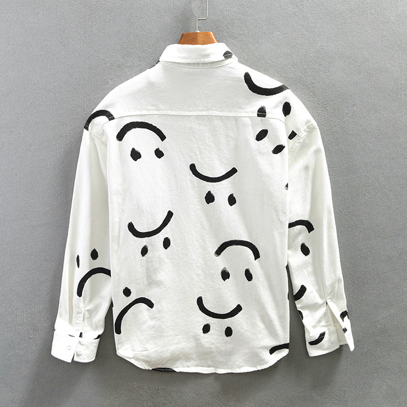 Herreskjorte med Lange Ermer og Smiley Mønster 3
