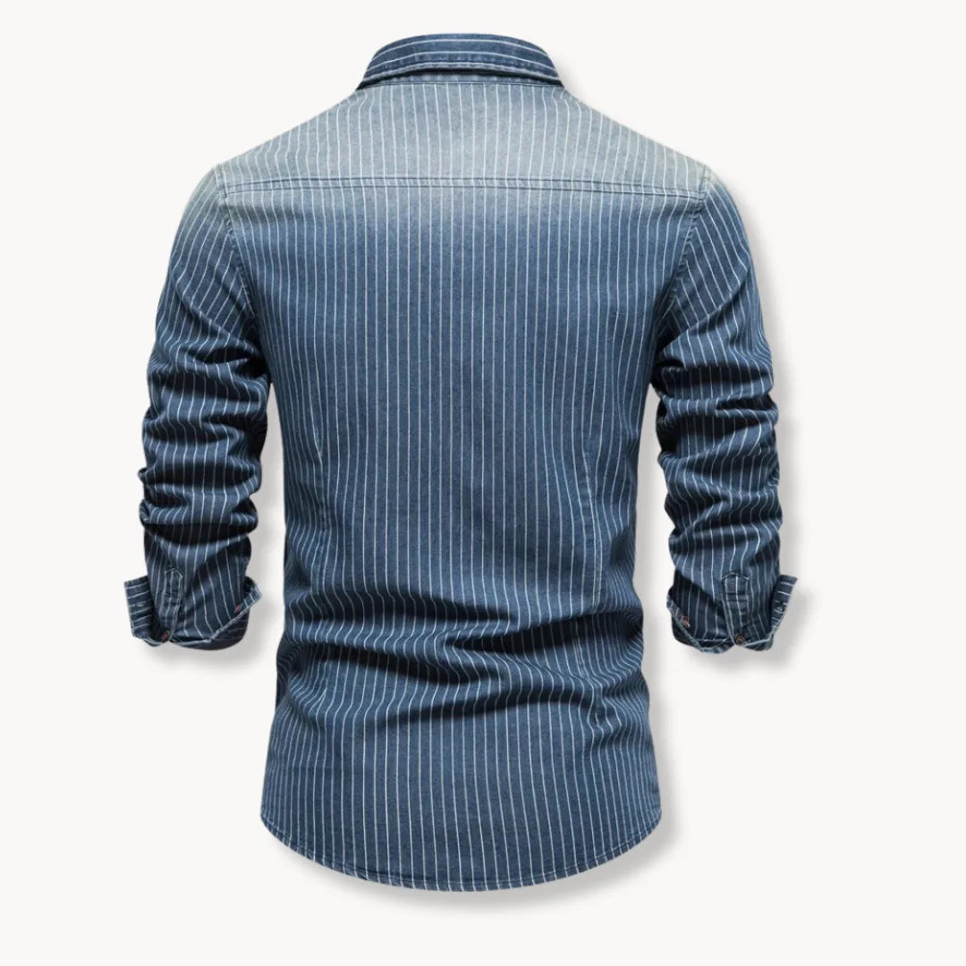 Herreskjorte med lange ermer og stripete design 1