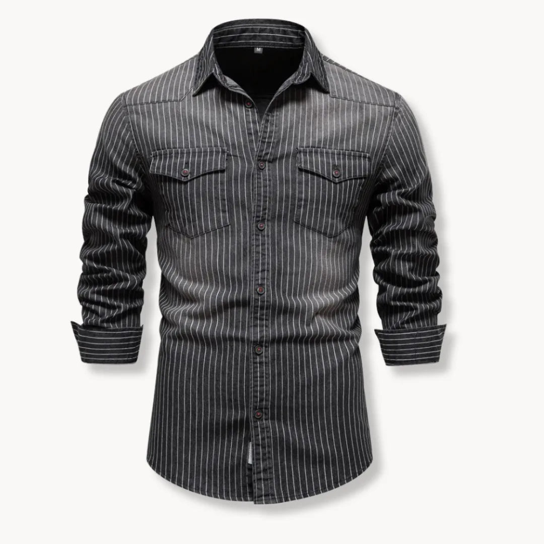 Herreskjorte med lange ermer og stripete design 3
