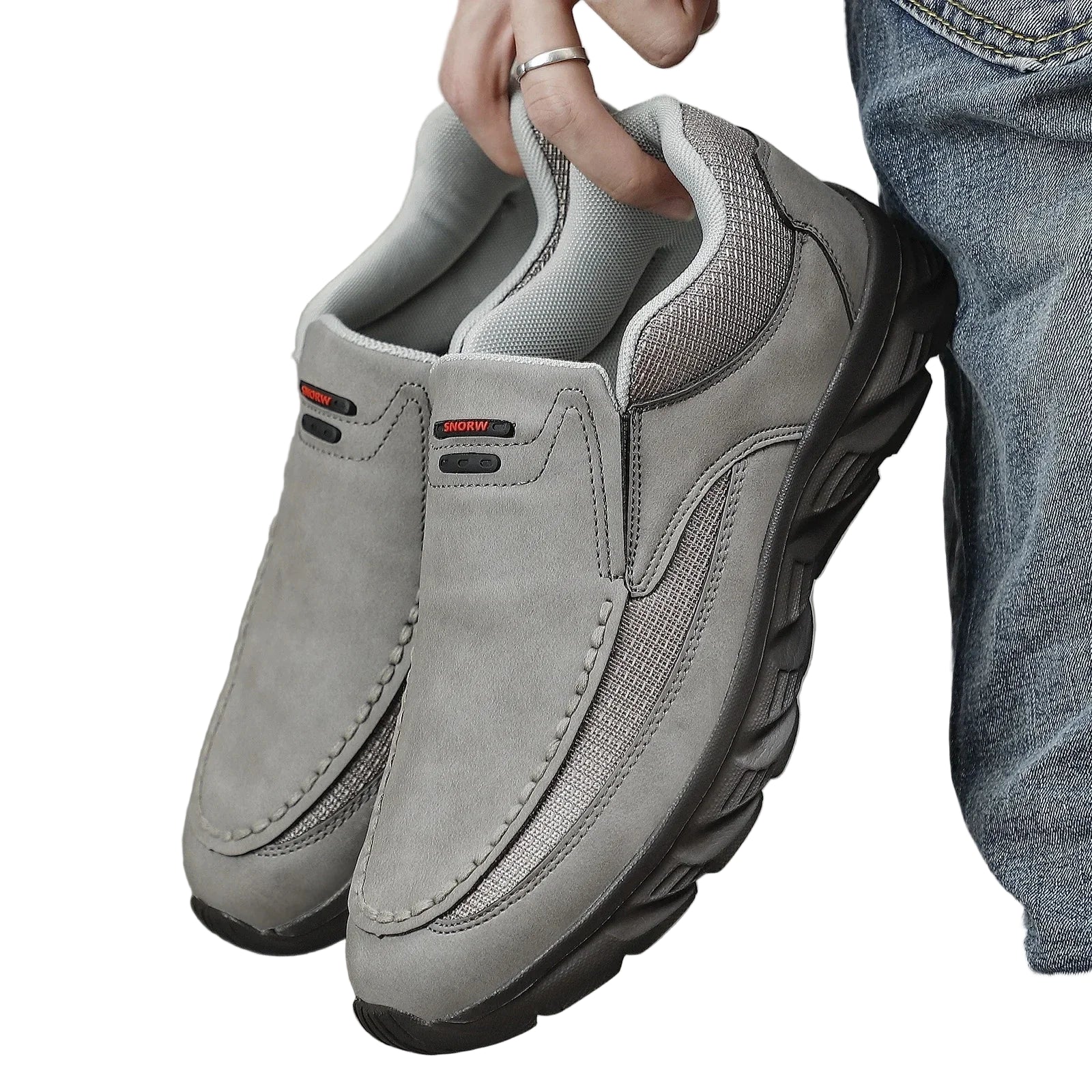 Herresko Loafers Retro Håndlaget Lær og Tekstil Fritidssko 0