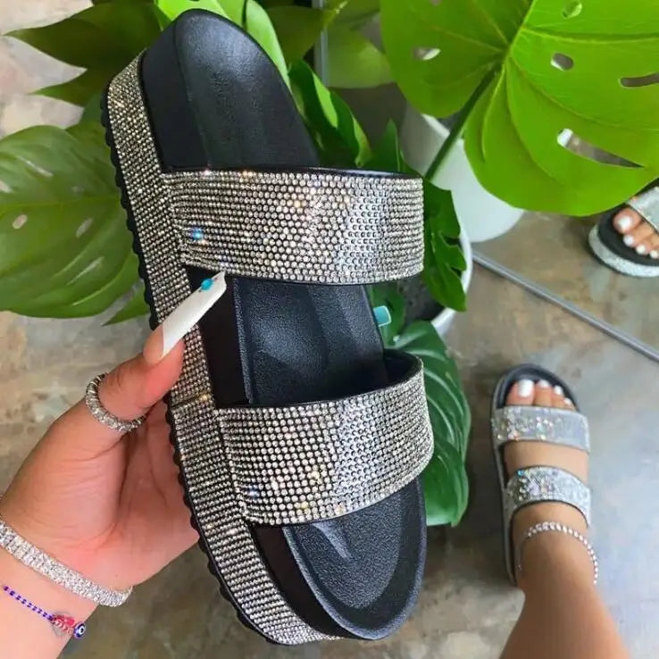 Glittersandaler for kvinner