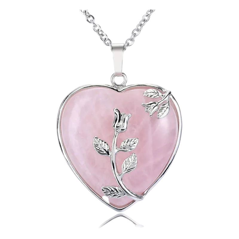 Hjerteformet Halskjede i Rose Quartz for Damer 0