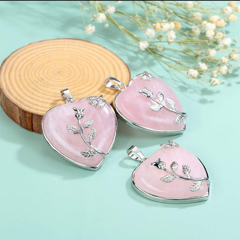 Hjerteformet Halskjede i Rose Quartz for Damer 3