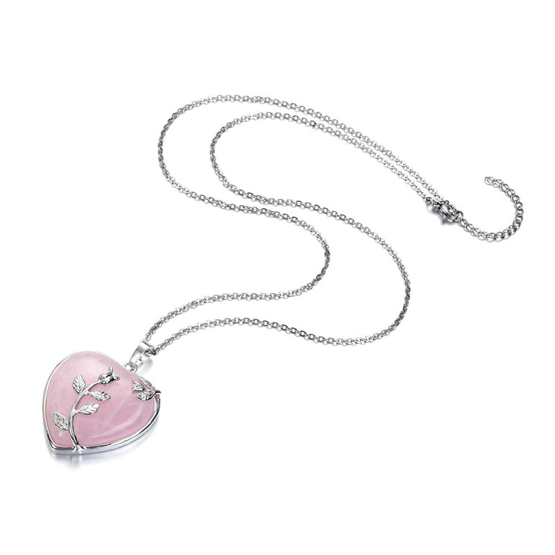 Hjerteformet Halskjede i Rose Quartz for Damer 5