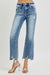 Høy Midje Crop Straight Damejeans med Slitt Kant i 100% Bomull 1