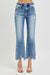 Høy Midje Crop Straight Damejeans med Slitt Kant i 100% Bomull 2