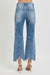 Høy Midje Crop Straight Damejeans med Slitt Kant i 100% Bomull 4