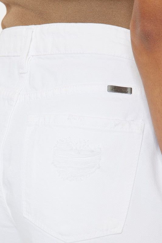 Høy Midje Frayed Hem Shorts 3