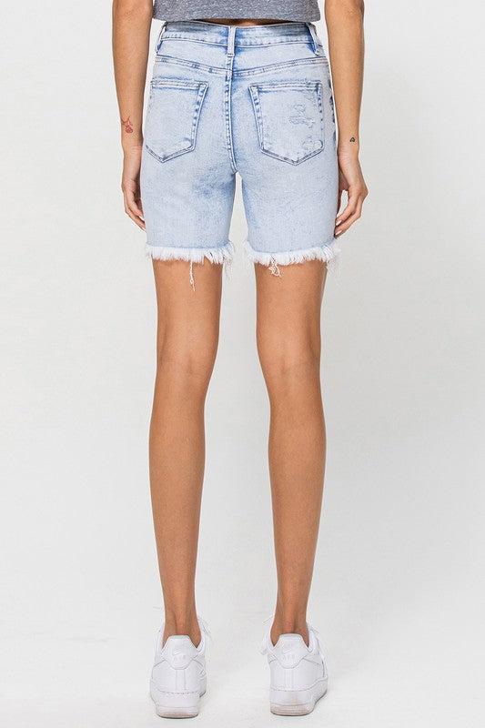 Høy Midje Midi Shorts Denim 2