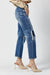 Høy Midje Rett Jeans Mørk 2