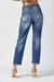 Høy Midje Rett Jeans Mørk 3