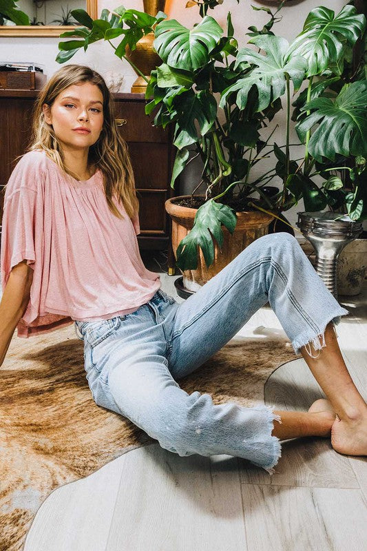 Høyt liv Ankel Rett Jeans Lys Denim 2