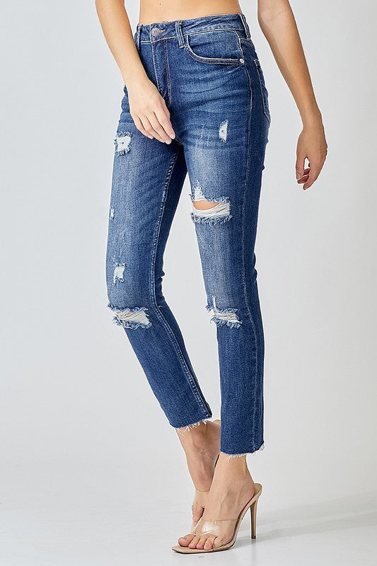 Høyt liv Distressed Avslappede Skinny Jeans 1