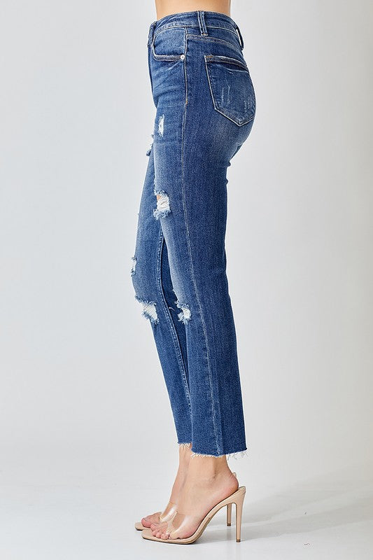 Høyt liv Distressed Avslappede Skinny Jeans 2