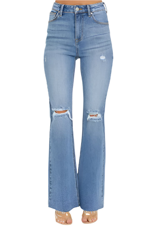 Høyt liv Flare Jeans Medium Denim 0